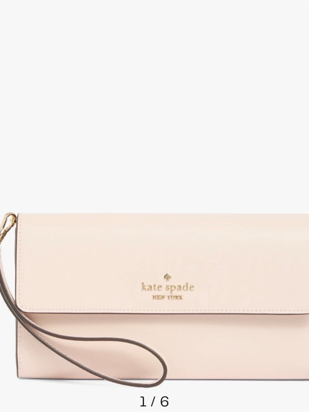 kate spade Madison Travel Powder Pink Leather Wristlet Clutch with Gold Logo